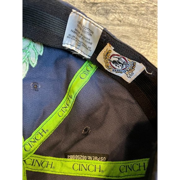 Cinch Logo Trucker Cap Closed Back Flex Fit Western Wear Baseball Cap Hat Navy - Picture 3 of 9